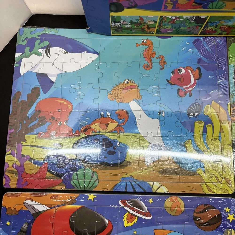 Runlycan Wooden Jigsaw Puzzle | 6 Pack With 60 Pieces Each Theme | Ages 4+